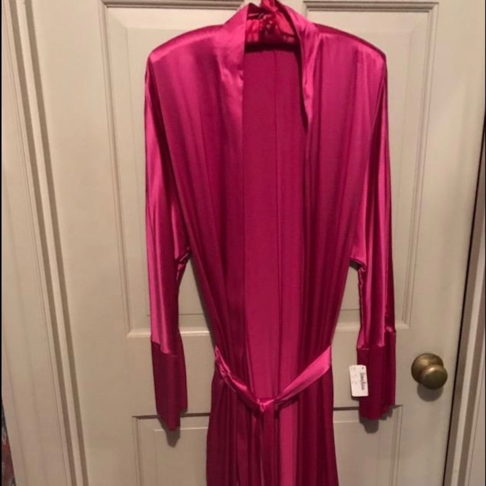 laperla magenta  long silk rob made in italy